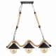 LÁMPARA DE TECHO RÚSTICA DE CUERDA CAÑAMO SOGA NEGRO 3 LUCES