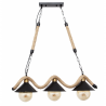 LÁMPARA DE TECHO RÚSTICA DE CUERDA CAÑAMO SOGA NEGRO 3 LUCES