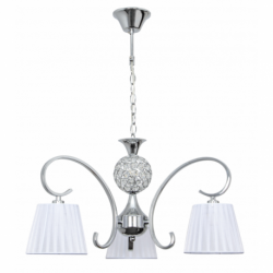 LAMPARA DE TECHO CON PANTALLAS PANAMA 3 LUCES CROMO.lampara panama 3 luces cromo y bola de cristal
