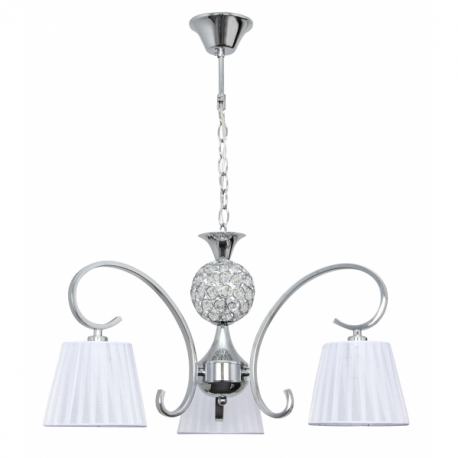 LAMPARA DE TECHO CON PANTALLAS PANAMA 3 LUCES CROMO.lampara panama 3 luces cromo y bola de cristal