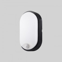 PLAFON OVAL EXTERIOR CON SENSOR NEGRO