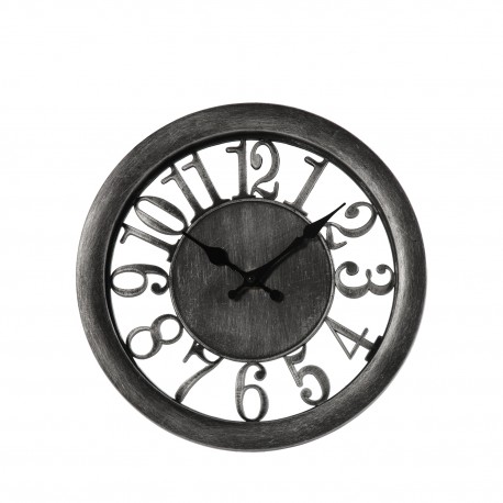 RELOJ PARED NEGRO PLATA