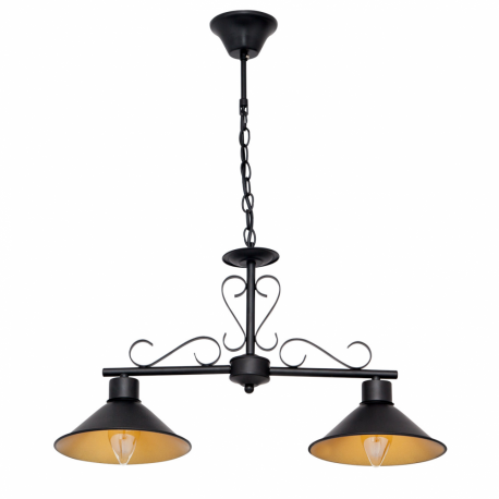 LAMPARA DE TECHO COLGANTE AZALEA NEGRO-ORO 2 LUCES