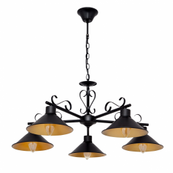 COLGANTE BUHARDILLA NEGRO-ORO 5 LUCES 75CM