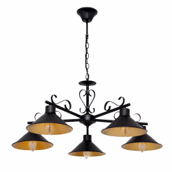 LAMPARA DE TECHO COLGANTE AZALEA NEGRO-ORO 5 LUCES