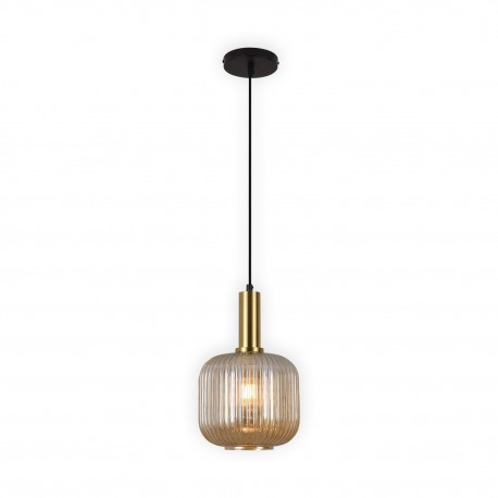 LAMPARA DE TECHO COLGANTE RETRO CRISTAL ÁMBAR REDONDO