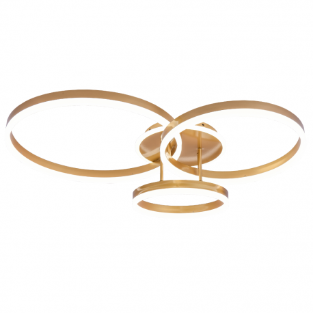 PLAFON TRIPLE ANILLO LED ORO 188W 84 CM