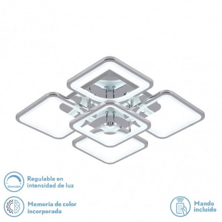 LAMPARA PEGADA PLANA ELARA CON MANDO 129W CROMO