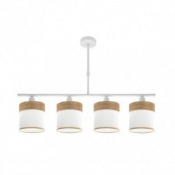 Lampara Cloe 4 luces pantalla blanco madera clara