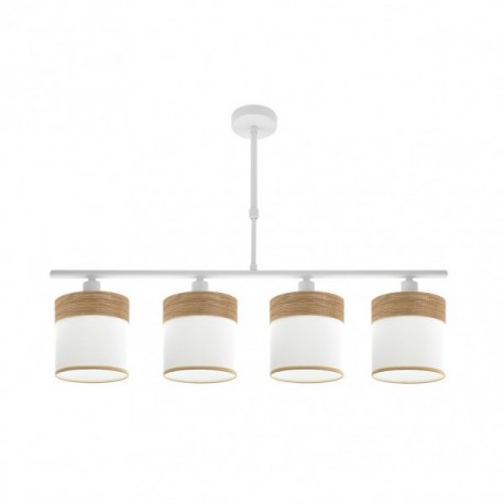 Lampara Cloe 4 luces pantalla blanco madera clara