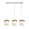 Regleta Cloe 3 luces blanco madera clara con pantallas tela