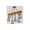 LAMPARA DE TECHO RUSTICA CON CUERDA , MADERA Y FORJA 5 LUCES