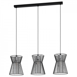 LÁMPARA DE TECHO ALARGADA NEGRA 3 LUCES MASETA para encima de una mesa o techos altos.