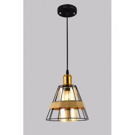 LAMPARA DE TECHO COLGANTE CAMPANA METAL CUERDA