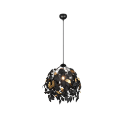 LAMPARA DE TECHO HOJAS NEGRO ORO LEAVY 38 cm