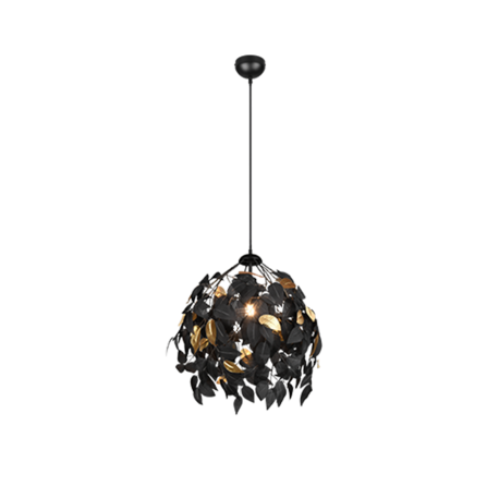 LAMPARA DE TECHO HOJAS NEGRO ORO LEAVY 38 cm