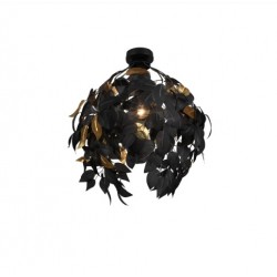 LAMPARA DE TECHO PLAFON HOJAS NEGRO ORO LEAVY 38 cm