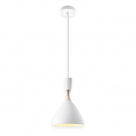 LAMPARA DE TECHO COLGANTE COPA BLANCO CON DETALLE DORADO