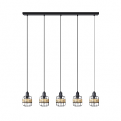 LAMPARA DE TECHO ALARGADA ZENDA 5 LUCES E14, Diseño moderno y elegante, destacan sus pantallas redondeadas suspendidas, pudiéndo