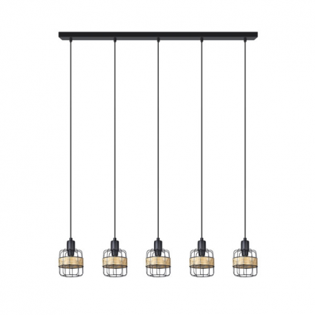 LAMPARA DE TECHO ALARGADA ZENDA 5 LUCES E14, Diseño moderno y elegante, destacan sus pantallas redondeadas suspendidas, pudiéndo