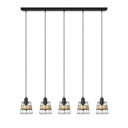 LAMPARA DE TECHO ALARGADA BURANO 5 LUCES E14 FORJA RATAN