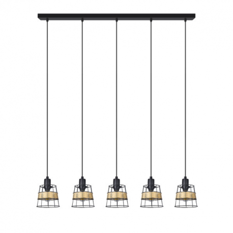 LAMPARA DE TECHO ALARGADA BURANO 5 LUCES E14 FORJA RATAN