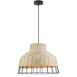 LAMPARA DE TECHO COLGANTE YADA METAL - RATÁN 1 LUZ 40 CM