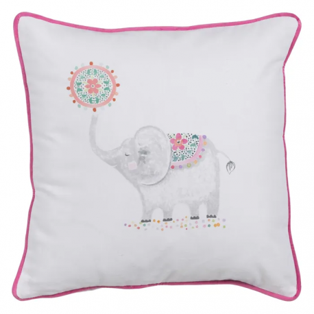 COJÍN ELEFANTE ROSA INFANTIL CUADRADO 45 CM