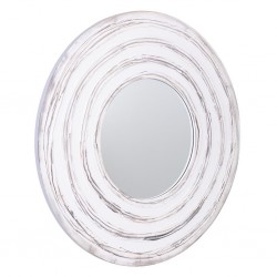 ESPEJO REDONDO BLANCO CON RELIEVE CIRCULOS 80 CM