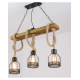 LAMPARA DE TEDHO RUSTICA DE CUERDA METAL NEGRO 3 LUCES