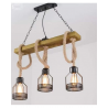 LAMPARA CUERDA METAL NEGRO 3 LUCES. Ideal para un espacio rustico, bodegas, también para estilo industrial.