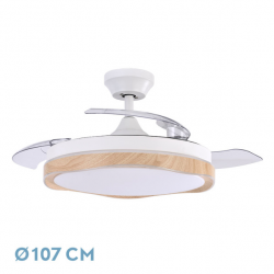 VENTILADOR DC BLONDI BLANCO-MADERA 72W 107 CM