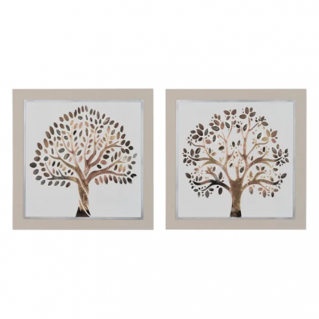 DOS CUADROS ARBOL VIDA BEIS 60X60 CM