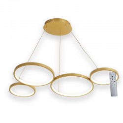 LAMPARA AROS DORADA 120 CM CON MANDO