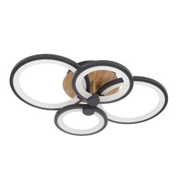 PLAFON SYDNEY 96W NEGRO-MADERA CON MANDO A DISTANCIA