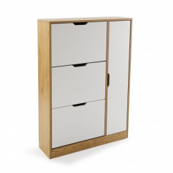 ZAPATERO 4 PUERTAS BLANCO MADERA 80 CM