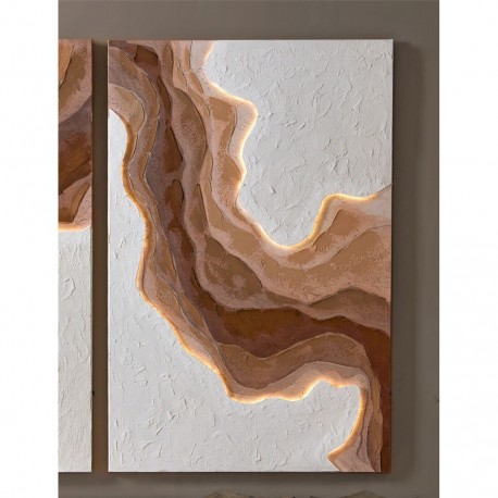 CUADRO CON LUZ TIERRA MARRÓN 80X120 CM DERECHA