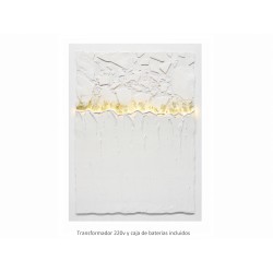 CUADRO CON LUZ ABSTRACTO BLANCO ORO CON RELIEVE 90X120 CM