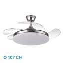 VENTILADOR DE TECHO SILENCIOSO CON LUZ TRIDENTE NIQUEL 59W 4 ASPAS