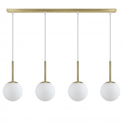 LÁMPARA DE TECHO ALARGADA LATÓN-OPAL PORTILE 4 LUCES.Puede ir tanto en un salón como en una habitación, o incluso en una subida 