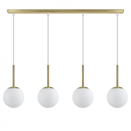 LÁMPARA DE TECHO ALARGADA LATÓN-OPAL PORTILE 4 LUCES.Puede ir tanto en un salón como en una habitación, o incluso en una subida 