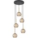 LÁMPARA DE TECHO REDONDA NEGRO AMBAR CACELA 5 LUCES