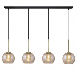 LÁMPARA DE TECHO ALARGADA NEGRO AMBAR CACELA 4l. Ideal para ubicarlo en salones, dormitorios o subidas de escalera. También para