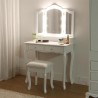 TOCADOR BLANCO CON LUZ Y BANQUETA