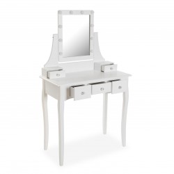 TOCADOR GLAM BLANCO CON LUZ REGULABLE