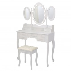 TOCADOR BLANCO CON TABURETE Y LUCES LED GLOW