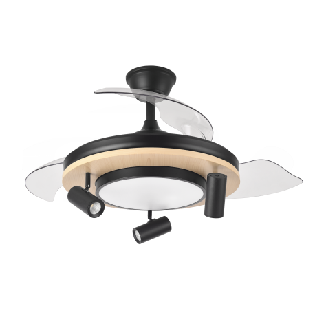 VENTILADOR DC NEGRO/MADERA GLADIATOR 35+15W