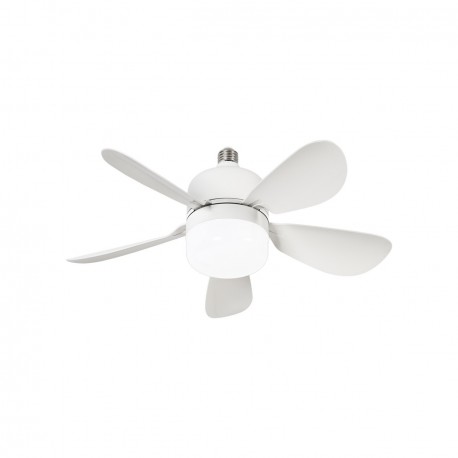 BOMBILLA VENTILADOR BLANCO 5 ASPAS 40 CM NANO. s una bombilla ventilador que puedes colocar en cualquier lámpara con casquillo E