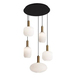 LAMPARA OPAL ORO 5L LAMPARA DE TECHO COLGANTE OPAL ORO 5 luces 80 cm. Ideal para techos altos o para encima de una mesa