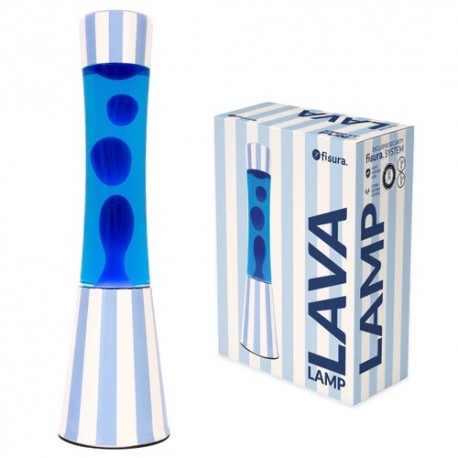 LAMPARA LAVA TOWER RAYAS AZUL